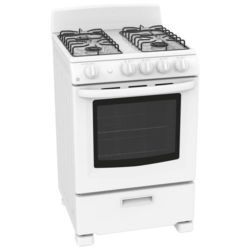 Cuisinière à gaz autonome de 2,9 pi³ de 24 po de GE (JCGAS300DMWW) - Blanc