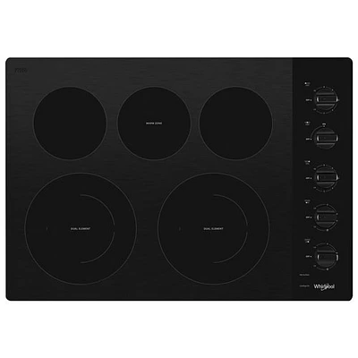 Surface de cuisson électrique lisse de 30 po à 5 éléments de Whirlpool (WCE77US0HB) - Noir