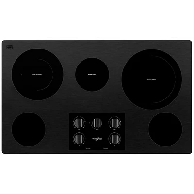 Surface de cuisson électrique à 5 éléments radiants de 36 po de Whirlpool (WCE77US6HB) - Noir