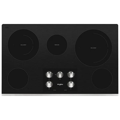 Surface de cuisson électrique lisse 36 po à 5 éléments de Whirlpool (WCE77US6HS) - Acier inoxydable