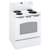 GE 30" 5.0 Cu. Ft. Self-Clean Freestanding Coil Top Electric Range (JCBP240DMWW) - White