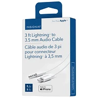 Insignia 0.9m (3 ft.) Lightning/3.5mm Stereo Cable - White - Only at Best Buy