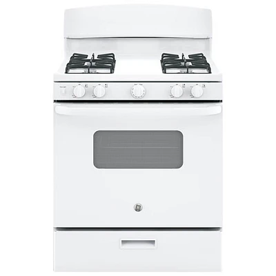 Cuisinière à gaz autonome 4,8 pi³ 30 po avec tiroir de grillage Profile de GE (JCGBS10DEMWW) - Blanc