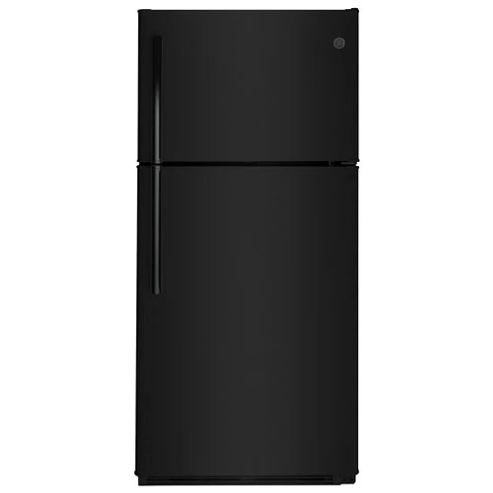 GE 30" 18 Cu. Ft. Top Freezer Refrigerator with LED Lighting (GTE18FTLKBB) - Black
