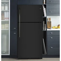 GE 30" 18 Cu. Ft. Top Freezer Refrigerator with LED Lighting (GTE18FTLKBB) - Black