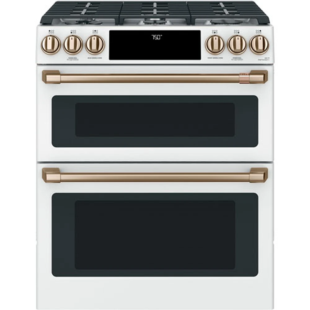 Café 30" 7.0 Cu. Ft. True Convection Double Oven Slide-In Gas Range (CCGS750P4MW2) - White