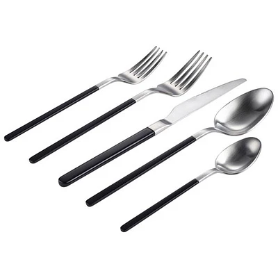Ensemble de couverts de 20 pièces en acier inoxydable Kimono de Brillant - Argenté/Noir