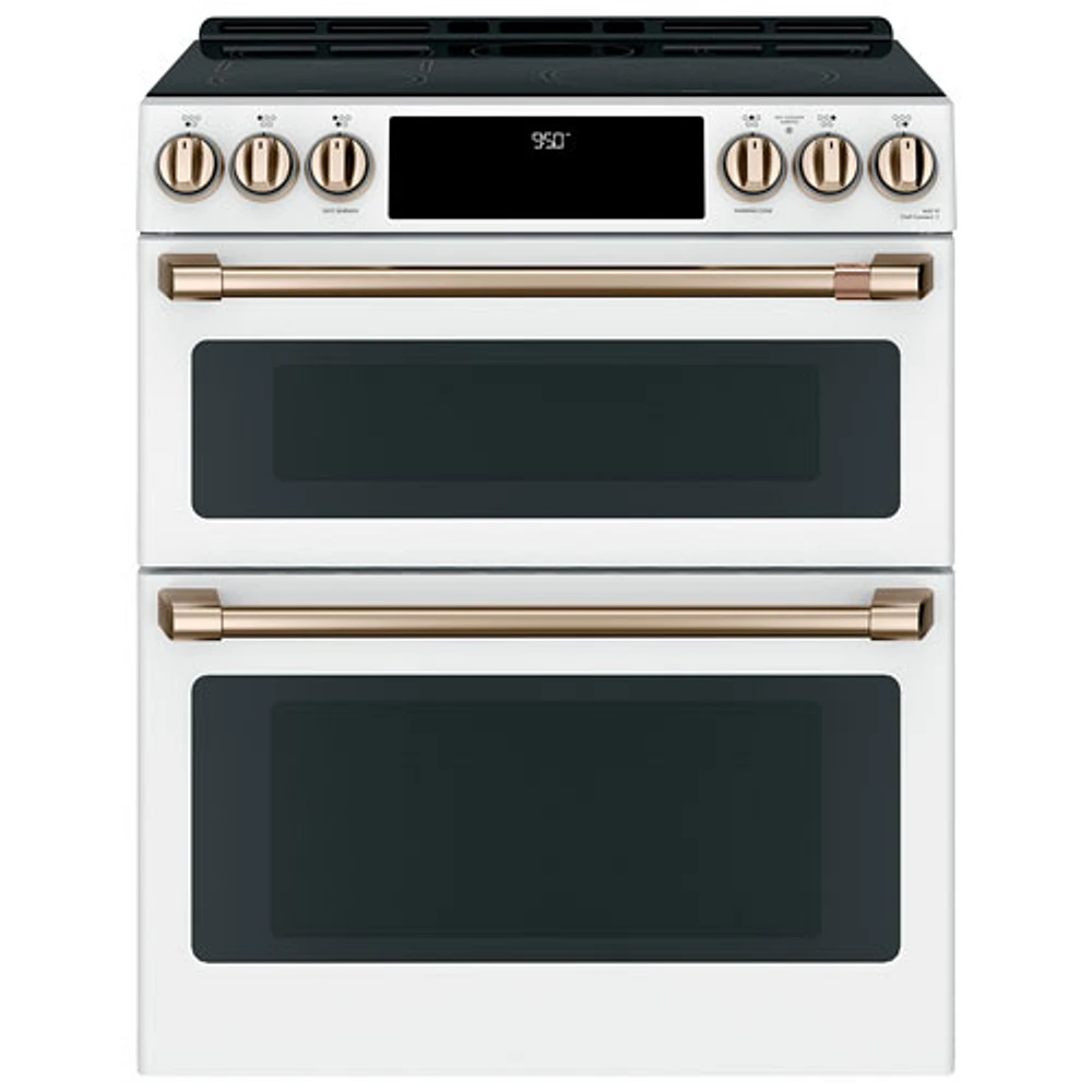 Cuisinière induction encastrable 5 éléments 2 fours convection 30 po Café (CCHS950P4MW2) -Blanc mat