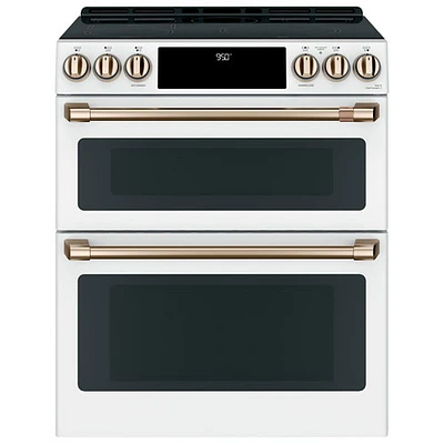 Café 30" Convection Double Oven 5-Element Slide-In Induction Range (CCHS950P4MW2) - Matte White
