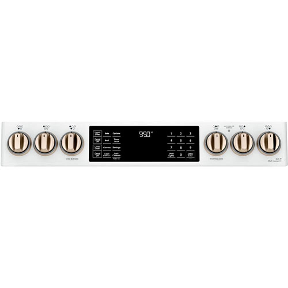 Cuisinière induction encastrable 5 éléments 2 fours convection 30 po Café (CCHS950P4MW2) -Blanc mat