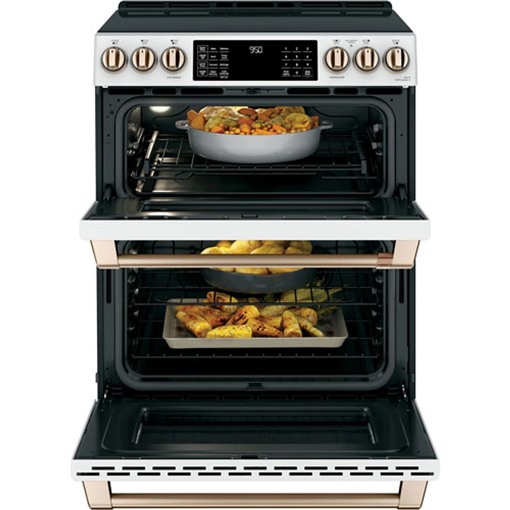 Cuisinière induction encastrable 5 éléments 2 fours convection 30 po Café (CCHS950P4MW2) -Blanc mat