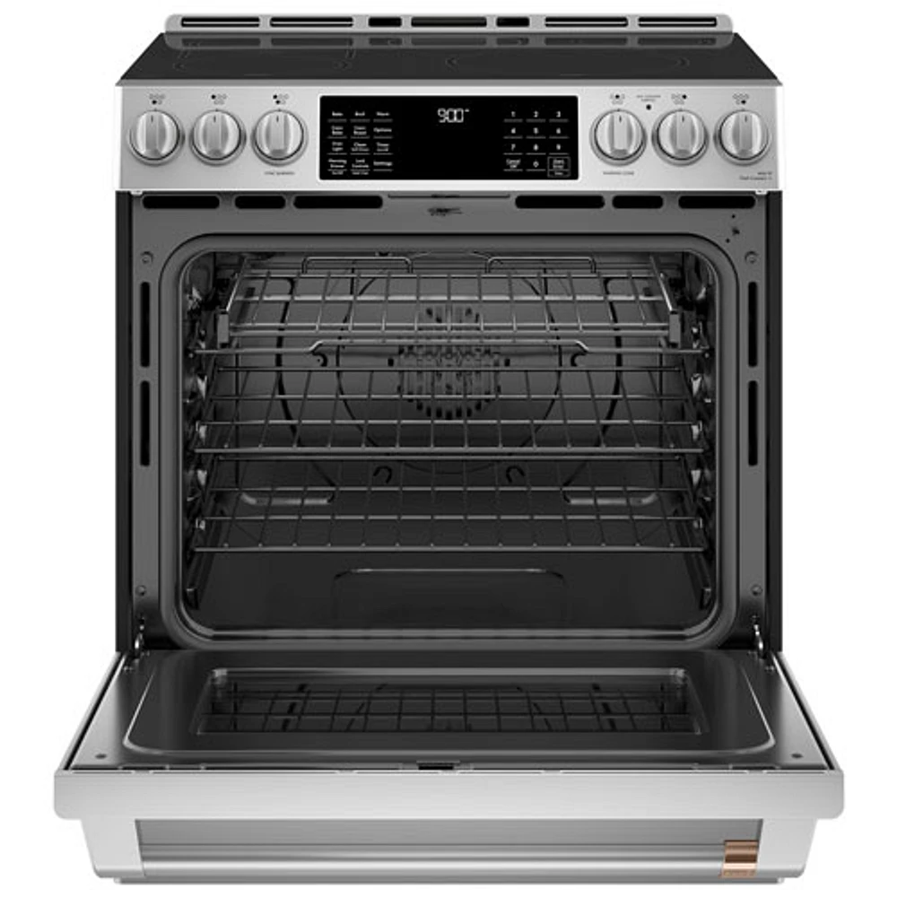 Cuisinière induction encastrable 5 éléments four convection 5,7 pi³ 30 po Café (CCHS900P2MS1) - Inox
