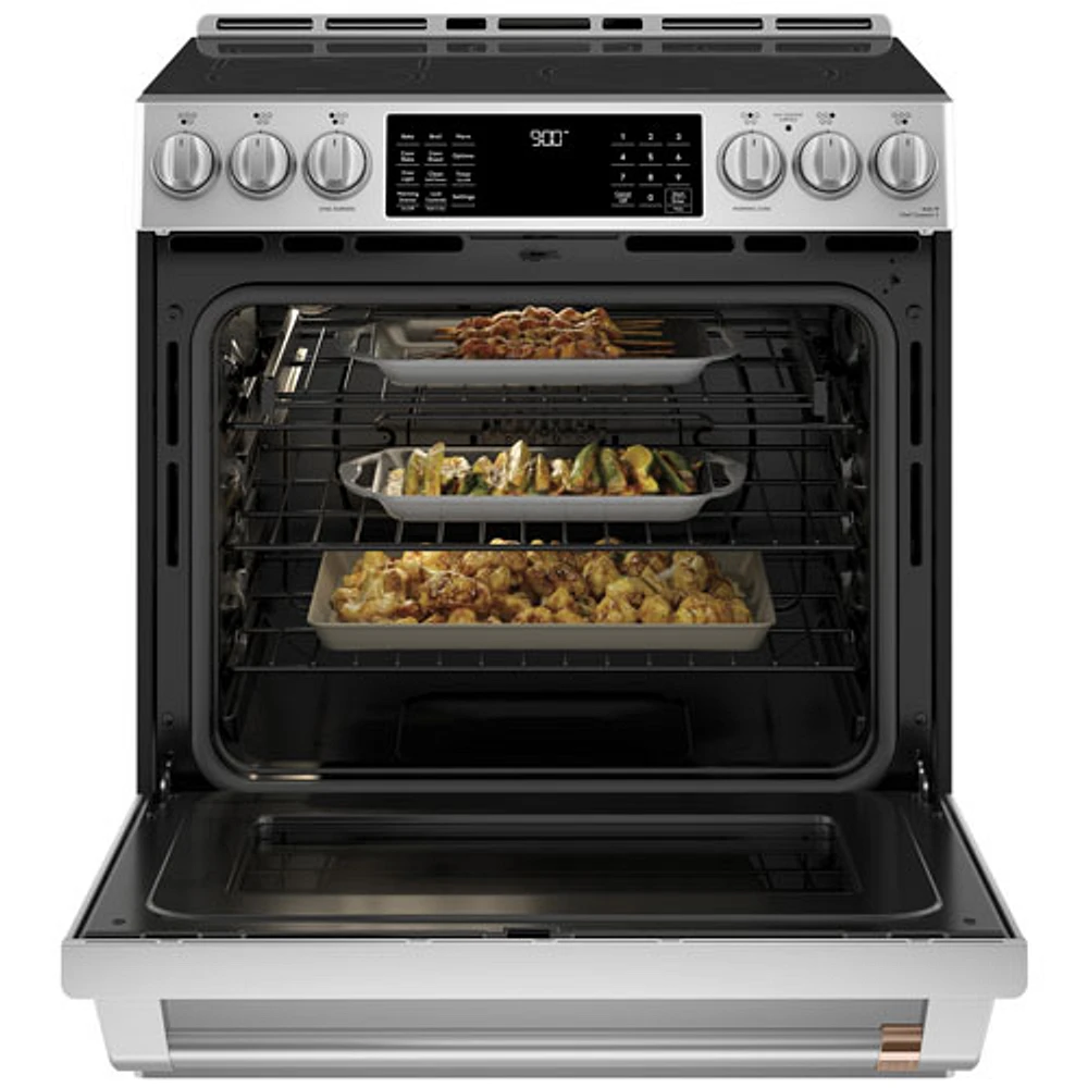 Cuisinière induction encastrable 5 éléments four convection 5,7 pi³ 30 po Café (CCHS900P2MS1) - Inox