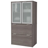 Classeur latéral à 2 tiroirs I3 Plus avec rangement - Gris écorce
