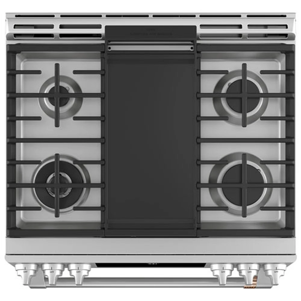 Cuisinière gaz encastr. 6 brûleurs four convect. véritable 5,6 pi³ 30 po Café (CCGS700P2MS1) - Inox