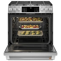 Cuisinière gaz encastr. 6 brûleurs four convect. véritable 5,6 pi³ 30 po Café (CCGS700P2MS1) - Inox
