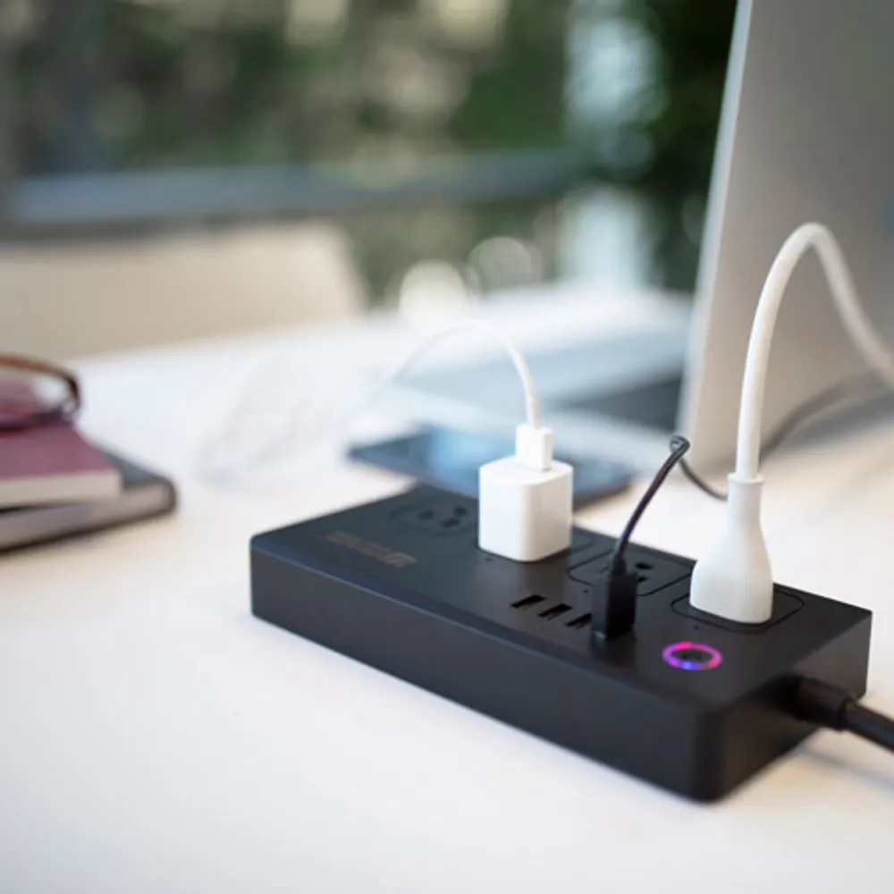 Parasurtenseur 4 prises 4 ports USB UltraLink avec Alexa d'Amazon et assistant Google (HTVAN100)