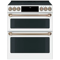 Cuisinière électrique enc. lisse deux fours convec. véritable 30 po Café (CCES750P4MW2) - Blanc mat
