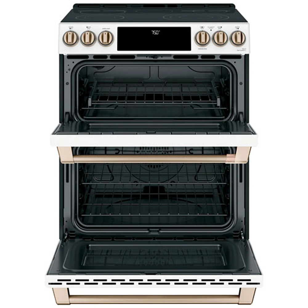 Cuisinière électrique enc. lisse deux fours convec. véritable 30 po Café (CCES750P4MW2) - Blanc mat