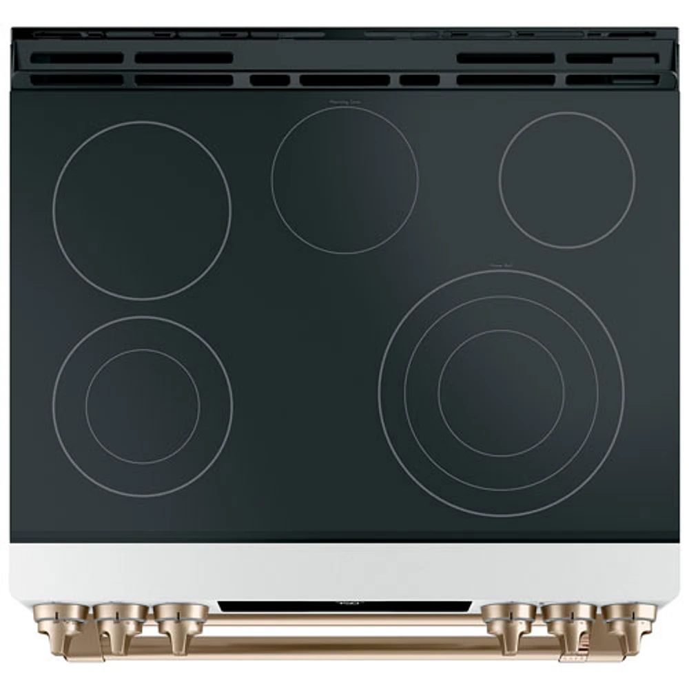 Cuisinière électrique enc. lisse deux fours convec. véritable 30 po Café (CCES750P4MW2) - Blanc mat