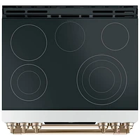 Cuisinière électrique enc. lisse deux fours convec. véritable 30 po Café (CCES750P4MW2) - Blanc mat