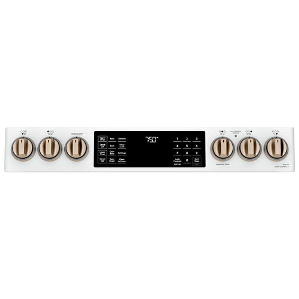 Cuisinière électrique enc. lisse deux fours convec. véritable 30 po Café (CCES750P4MW2) - Blanc mat