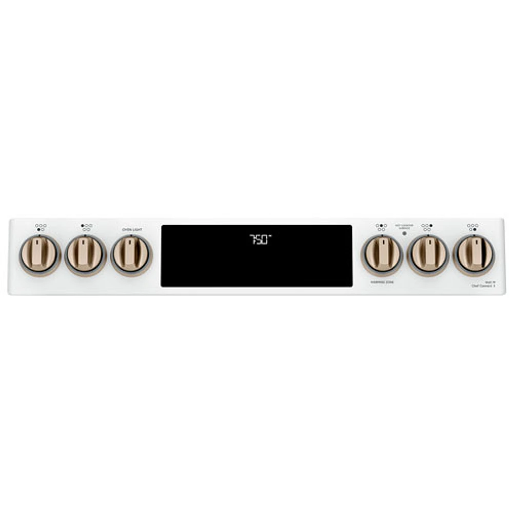Cuisinière électrique enc. lisse deux fours convec. véritable 30 po Café (CCES750P4MW2) - Blanc mat
