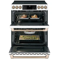 Cuisinière électrique enc. lisse deux fours convec. véritable 30 po Café (CCES750P4MW2) - Blanc mat
