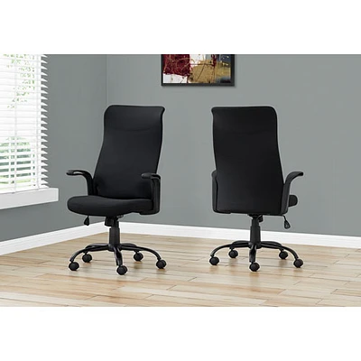 Fauteuil de bureau ergonomique en polyester à dossier haut de Monarch - Noir