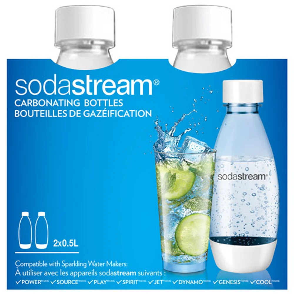 Bouteille de gazéification de 500 ml (17 oz) Fuse de SodaStream avec détails blancs - Paquet de 2