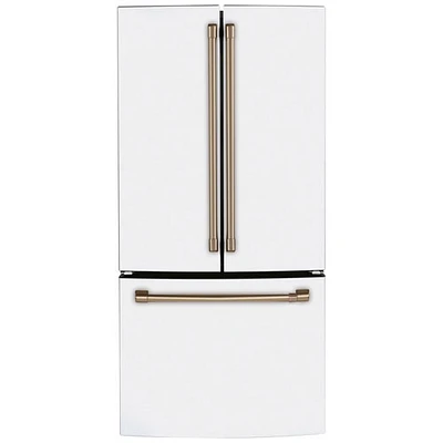 Réfrigérateur à deux portes 18,6 pi³ 33 po à distributeur d'eau Café de GE (CWE19SP4NW2) - Blanc mat