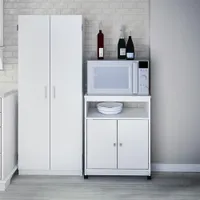 Landry Contemporary Mobile Microwave Cart - White