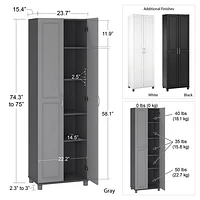 Kendall 75" 5-Shelf Cabinet - Black