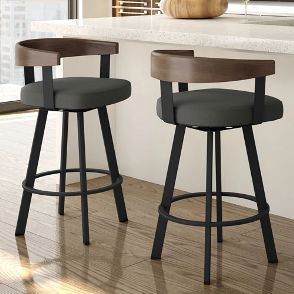 Tabouret de bar contemporain à hauteur de comptoir Lars - Gris/Noir/Brun