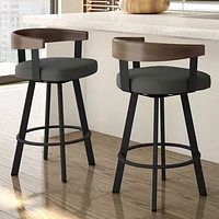Tabouret de bar contemporain à hauteur de comptoir Lars - Gris/Noir/Brun