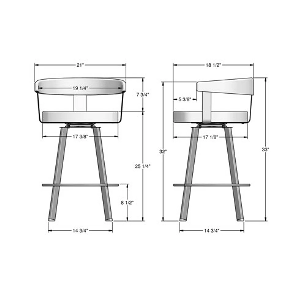 Tabouret de bar contemporain à hauteur de comptoir Lars - Gris/Noir/Brun