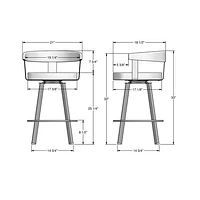 Tabouret de bar contemporain à hauteur de comptoir Lars - Gris/Noir/Brun