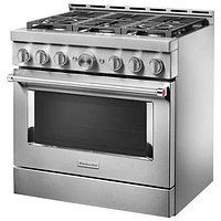 KitchenAid 36" 5.1 Cu. Ft. True Convection 6-Burner Freestanding Gas Range (KFGC506JSS) - Stainless