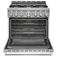 KitchenAid 36" 5.1 Cu. Ft. True Convection 6-Burner Freestanding Gas Range (KFGC506JSS) - Stainless