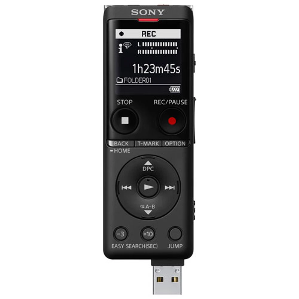 Enregistreur vocal de 4 Go de Sony avec port USB intégré (ICDUX570BLK) - Noir