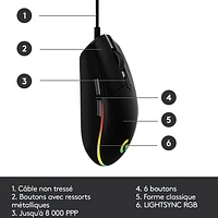 Logitech G203 LIGHTSYNC 8000 DPI Optical Gaming Mouse - Black