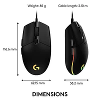 Logitech G203 LIGHTSYNC 8000 DPI Optical Gaming Mouse - Black