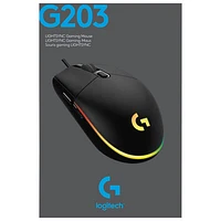 Logitech G203 LIGHTSYNC 8000 DPI Optical Gaming Mouse - Black
