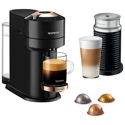 Machine à café/espresso Nespresso Vertuo Next Premium par De'Longhi avec Aeroccino - Rose doré