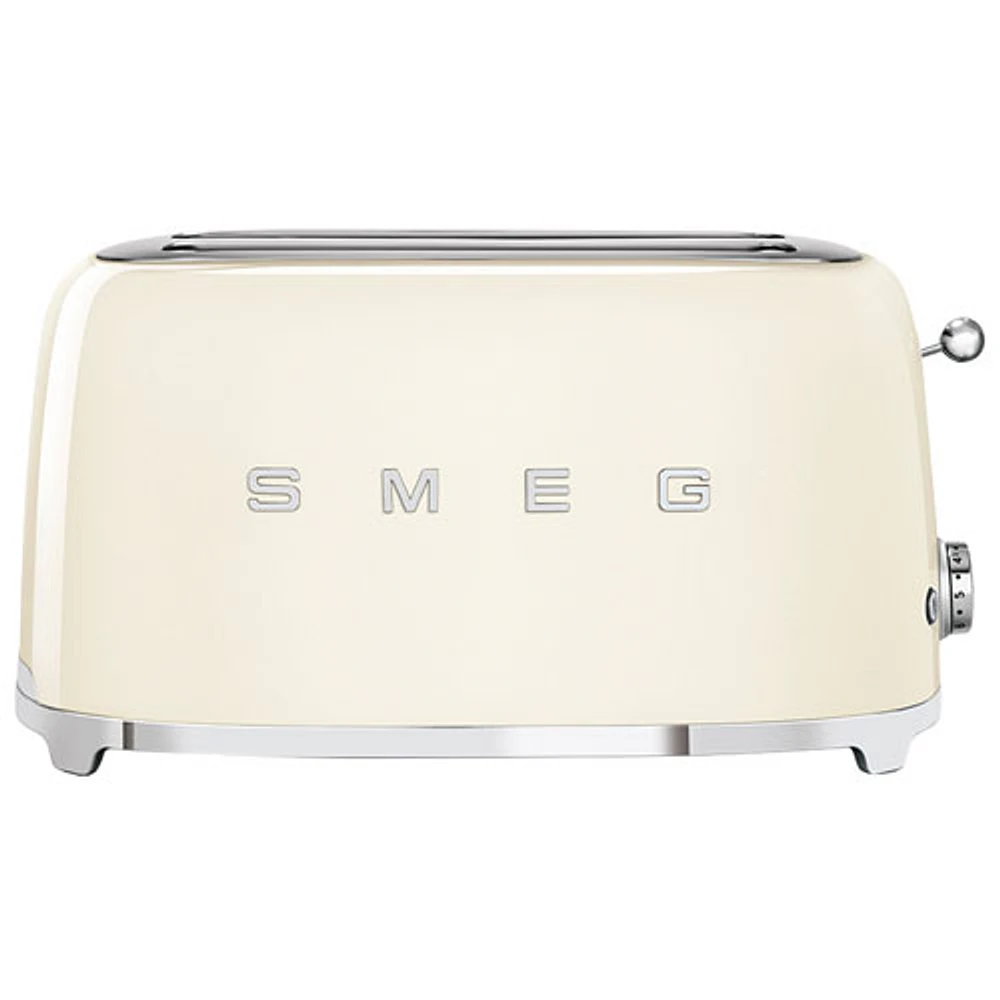 Grille-pain rétro à fentes longues des années 50 de Smeg - 4 tranches - Crème