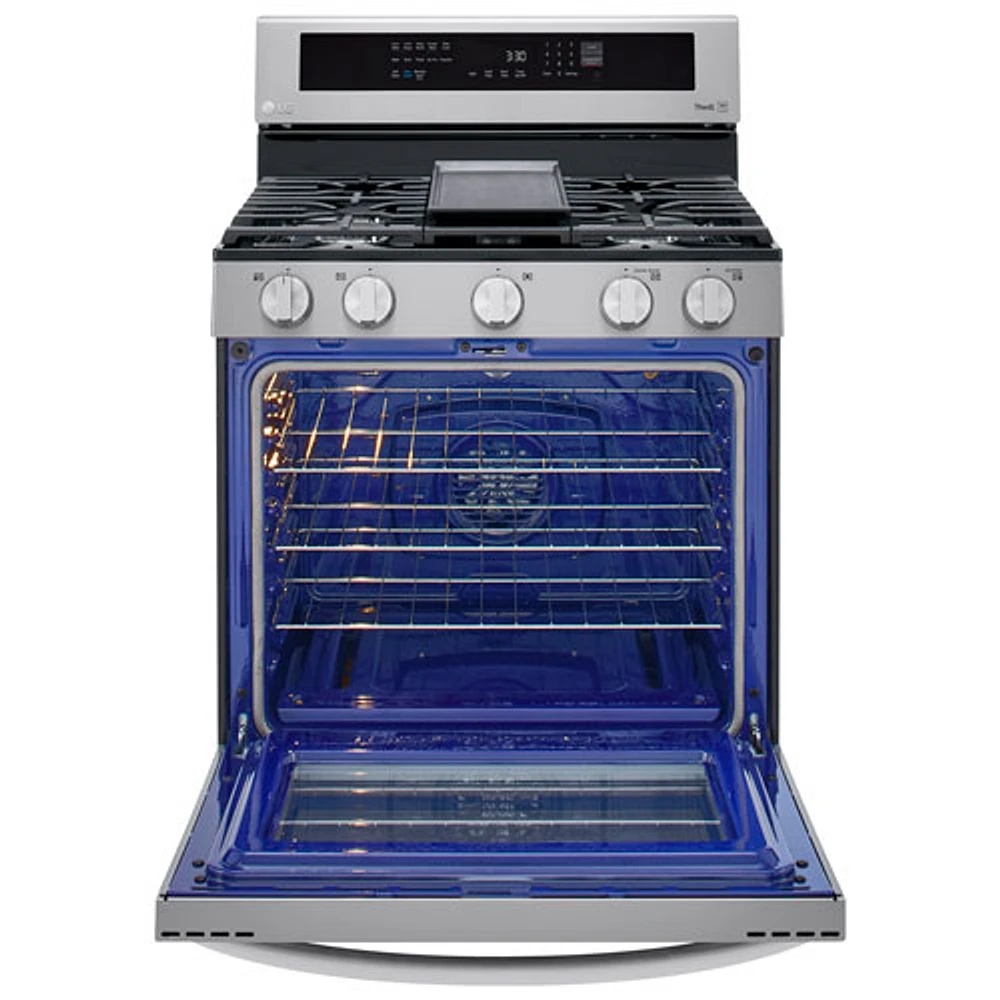 Cuisinière gaz autonome 5 brûleurs convec. véritable friture air 5,8 pi³ 30 po LG (LRGL5825F) - Inox