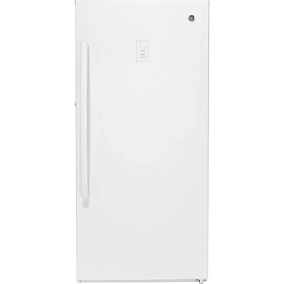 Congélateur vertical sans givre de 14,1 pi³ de GE (FUF14SMRWW) - Boîte ouverte - Endommagé