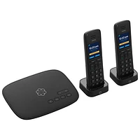 Ooma Telo Internet Home Phone Service with 2 Cordless Handsets – Black