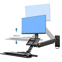 North Bayou Ergonomic Sit/Stand Desktop Workstation with Monitor Mount & Keyboard Tray - Black