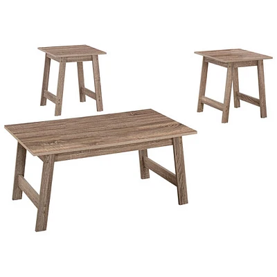 Ensemble de 3 pièces contemporaines avec table basse et tables de bout de Monarch - Gris taupe